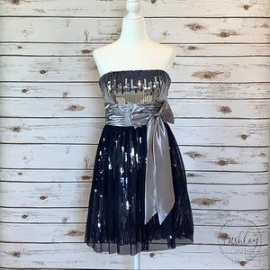 NV Couture Navy And Silver Sequined Cocktail Dress